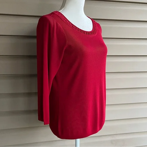 •Elementz• Cranberry Three Quarter Sleeve Pullover Top - Size Medium - Picture 4 of 6